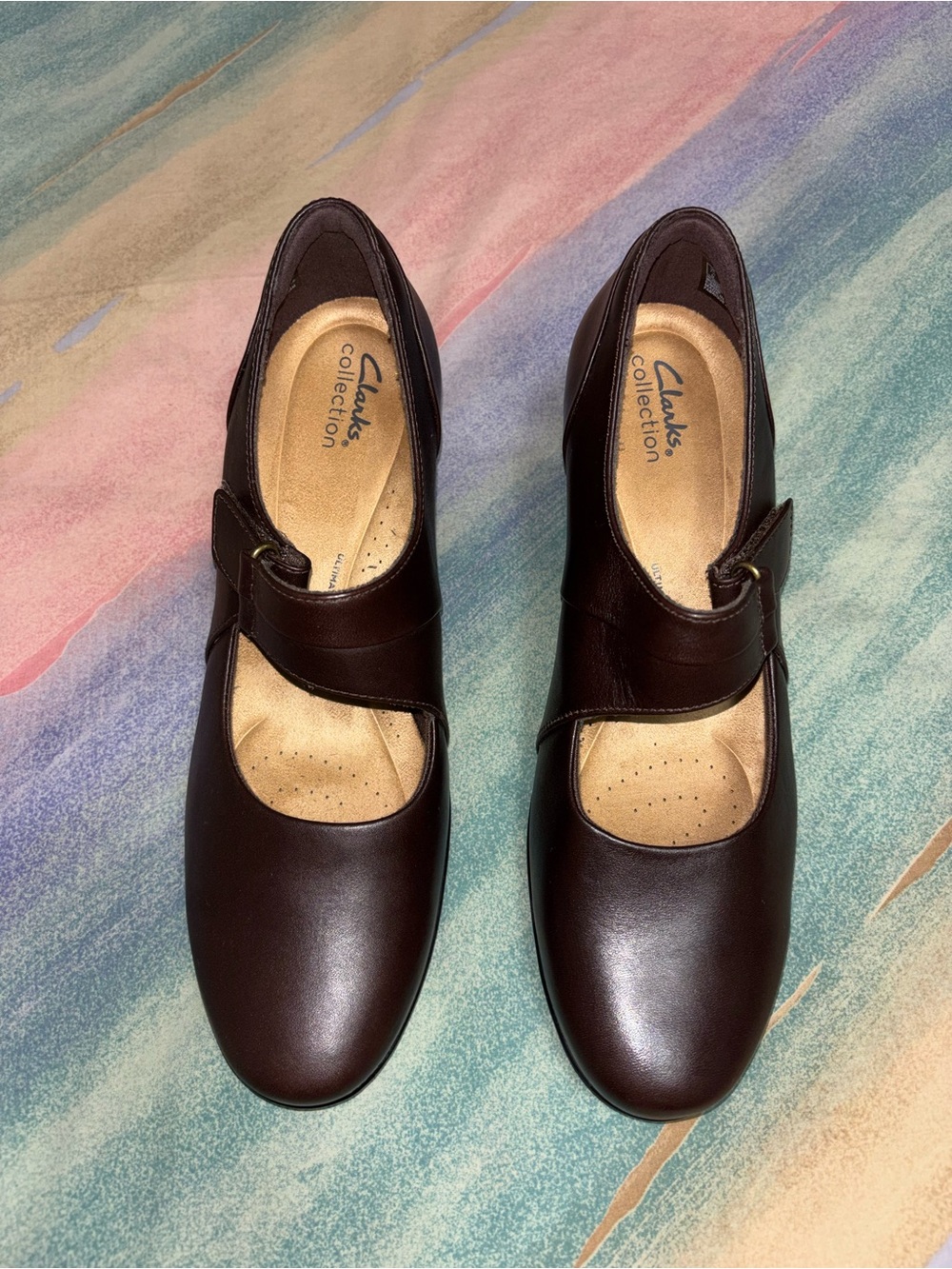 Clarks Collection Women's 10 Emslie Lulin Mary Jane Pumps Heels Brown Leather - Picture 5 of 10
